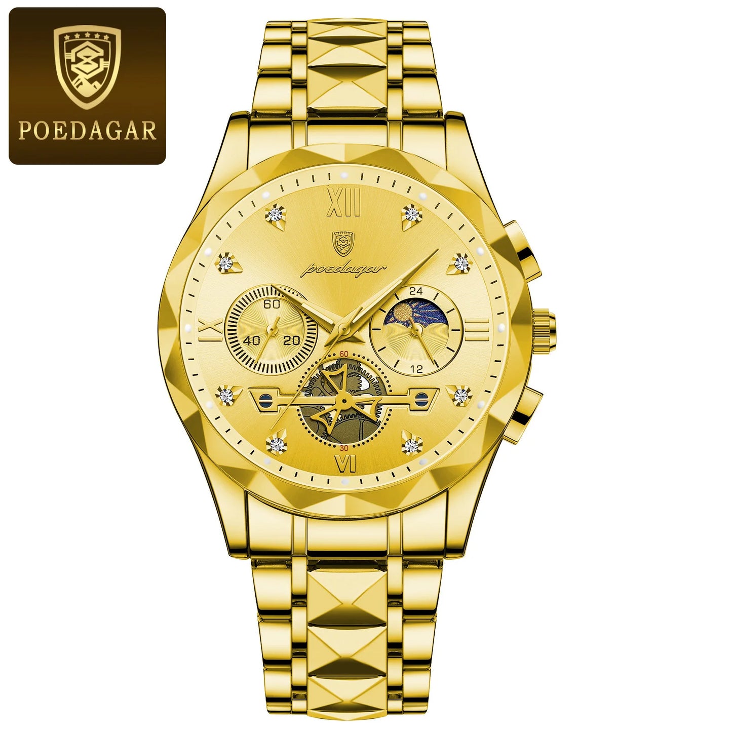 POEDAGAR Luxury Man Wristwatch Waterproof Luminous Chronograph Watch for Men Stainless Steel Men's Quartz Watches reloj hombre - CHRISTDEST GLOBAL SERVICE