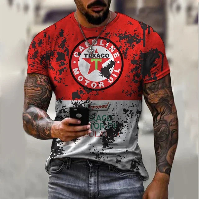 Motorcycle Vintage Classic 3D Harajuku Print Men's Punk Tough Guy Street Hip Hop Crew Neck Short Sleeve Summer Loose T-shirt Top - CHRISTDEST GLOBAL SERVICE