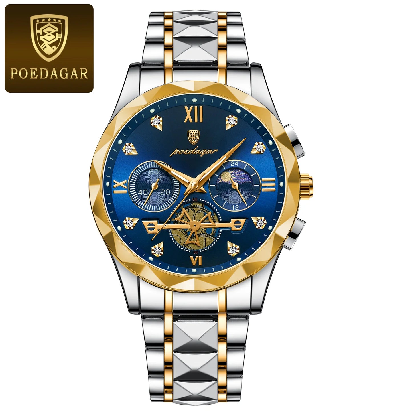 POEDAGAR Luxury Man Wristwatch Waterproof Luminous Chronograph Watch for Men Stainless Steel Men's Quartz Watches reloj hombre - CHRISTDEST GLOBAL SERVICE