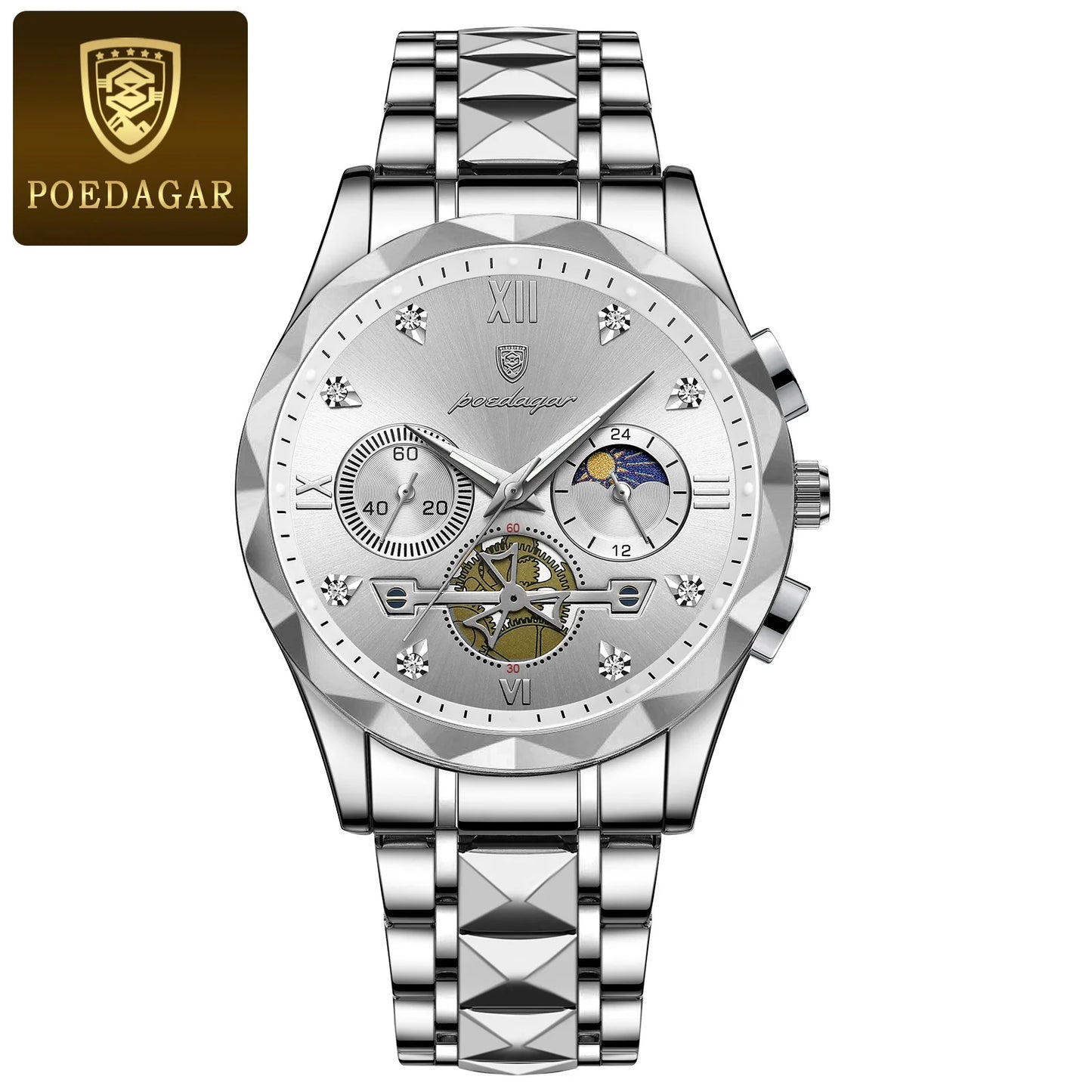 POEDAGAR Luxury Man Wristwatch Waterproof Luminous Chronograph Watch for Men Stainless Steel Men's Quartz Watches reloj hombre - CHRISTDEST GLOBAL SERVICE