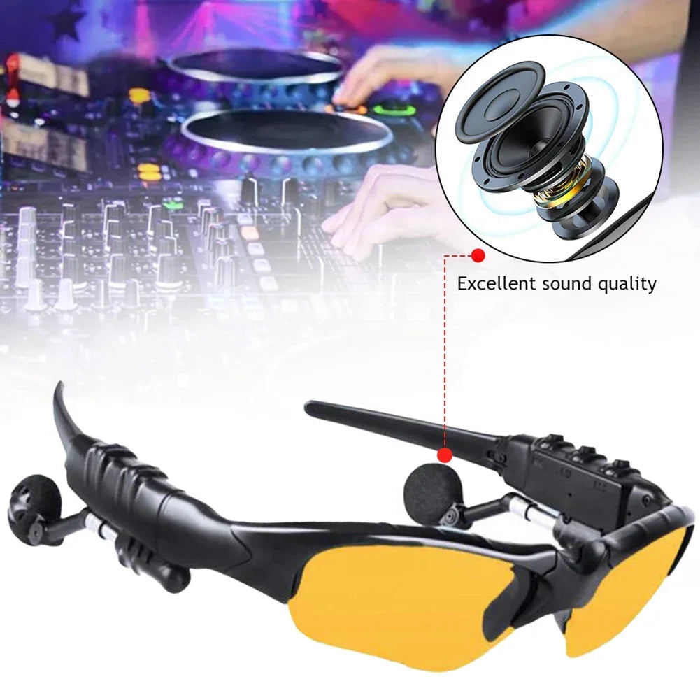 Stereo Earphones Wireless Headset with Mic Glasses Sunglasses for Driving Cycling Sports Noise Reduction Headphones