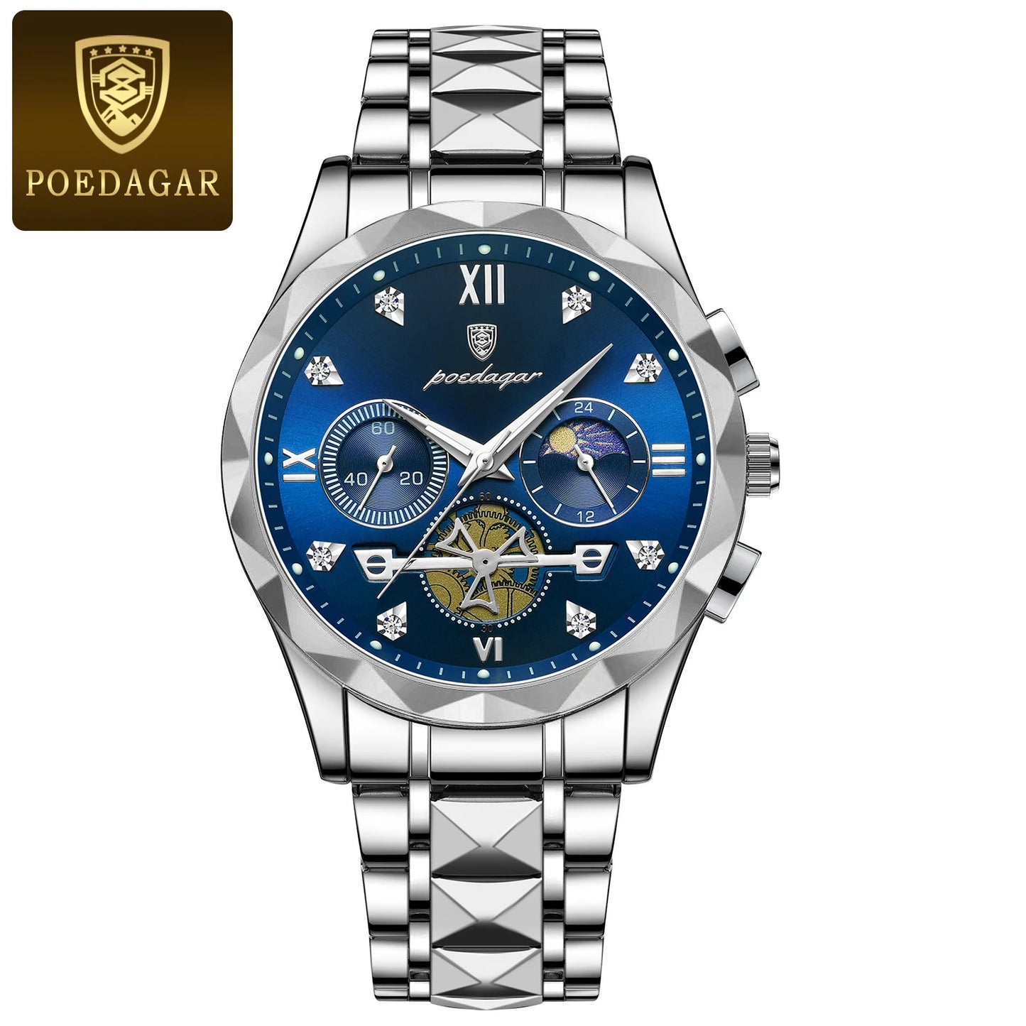 POEDAGAR Luxury Man Wristwatch Waterproof Luminous Chronograph Watch for Men Stainless Steel Men's Quartz Watches reloj hombre - CHRISTDEST GLOBAL SERVICE