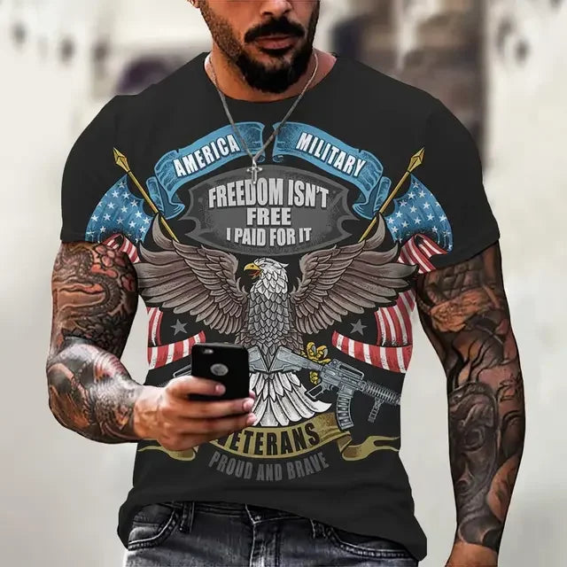 Motorcycle Vintage Classic 3D Harajuku Print Men's Punk Tough Guy Street Hip Hop Crew Neck Short Sleeve Summer Loose T-shirt Top - CHRISTDEST GLOBAL SERVICE