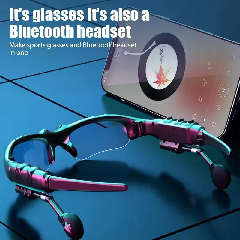 Stereo Earphones Wireless Headset with Mic Glasses Sunglasses for Driving Cycling Sports Noise Reduction Headphones