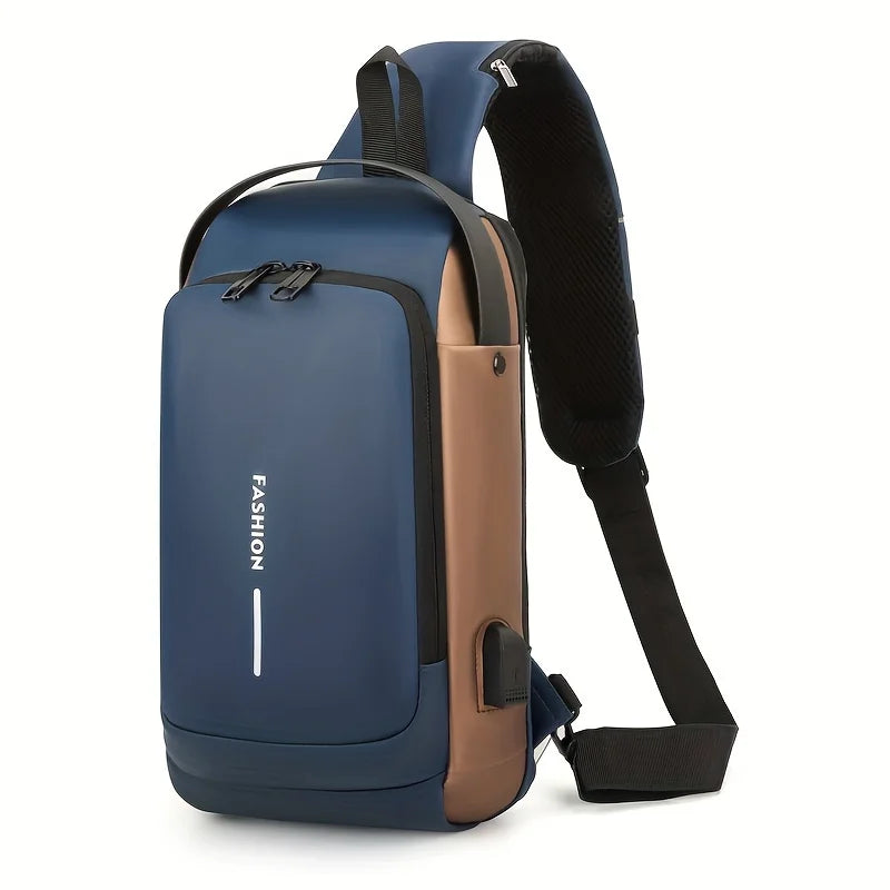 Men's Multifunction Anti-theft USB Shoulder Bag Man Crossbody Cross Body Travel Sling Chest Bags Pack Messenger Pack for Male