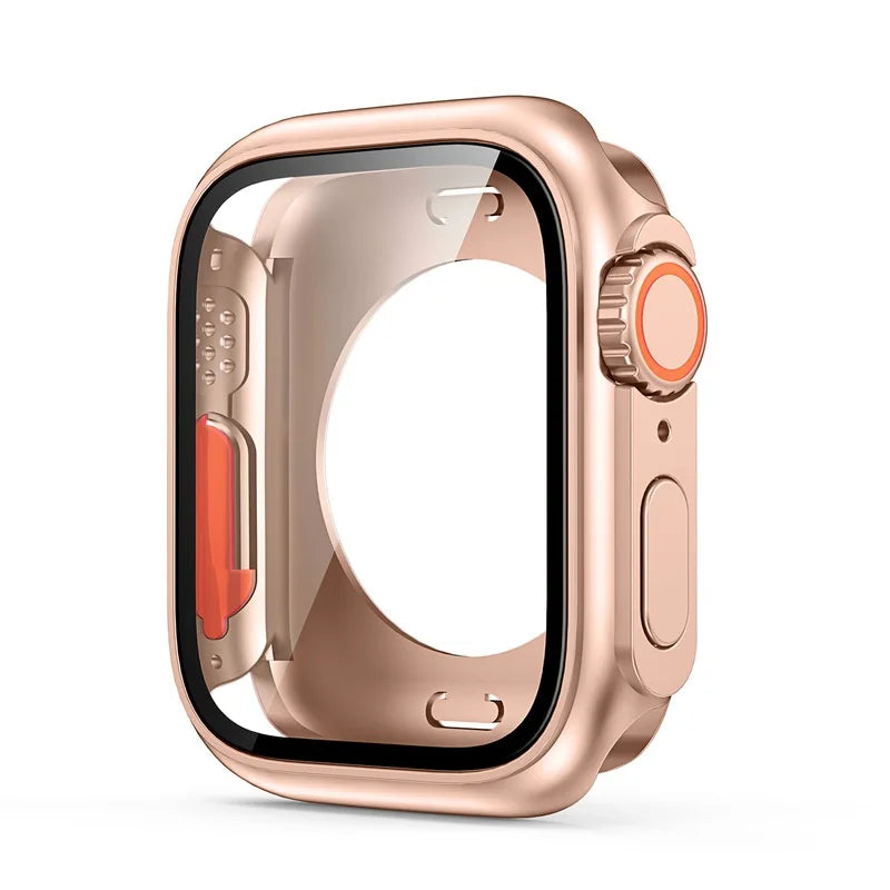 Glass+Case for Apple Watch 9 8 7 44 45MM Tempered Glass Cover for IWatch 6 SE 5 4 44MM Full Coverage Frame Screen Protector Case - CHRISTDEST GLOBAL SERVICE