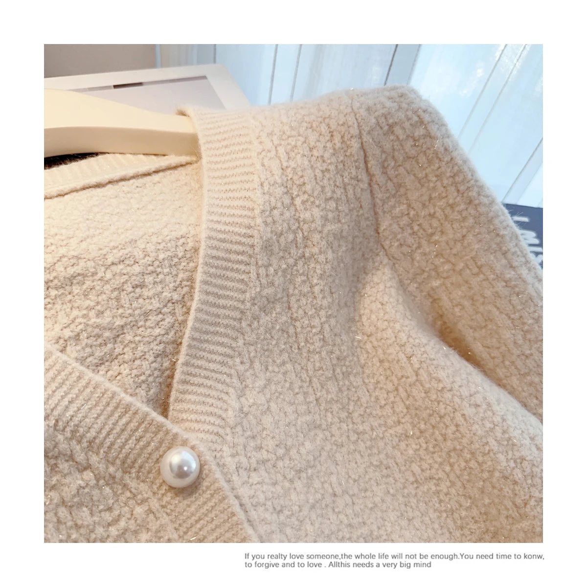 Stylish Elegant Thicken Knit Cardigan Sweater Women Pearl Buttons V-neck Long Sleeve Knitwear Tops Spring Fashion Jumpers