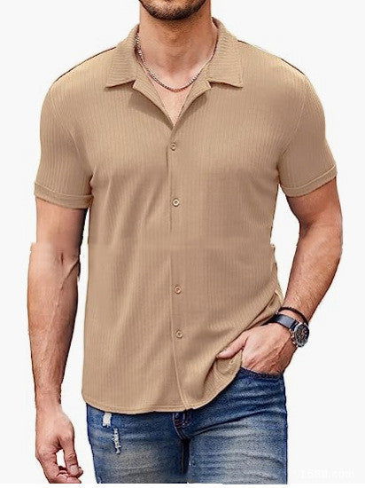 Casual Collar Short Sleeve Polo Shirt With Button Men's Cotton Blend Shirt - CHRISTDEST GLOBAL SERVICE
