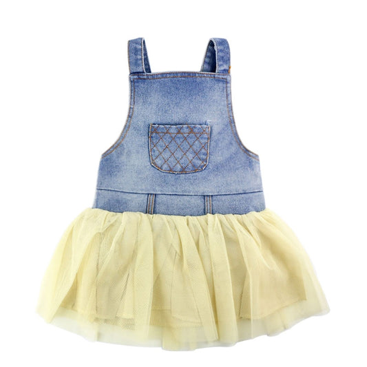 Zomerkant denim patch babymeisjesjurk kinderen feestjurk peutermeisjeskleding kinderen prinsessenjurk