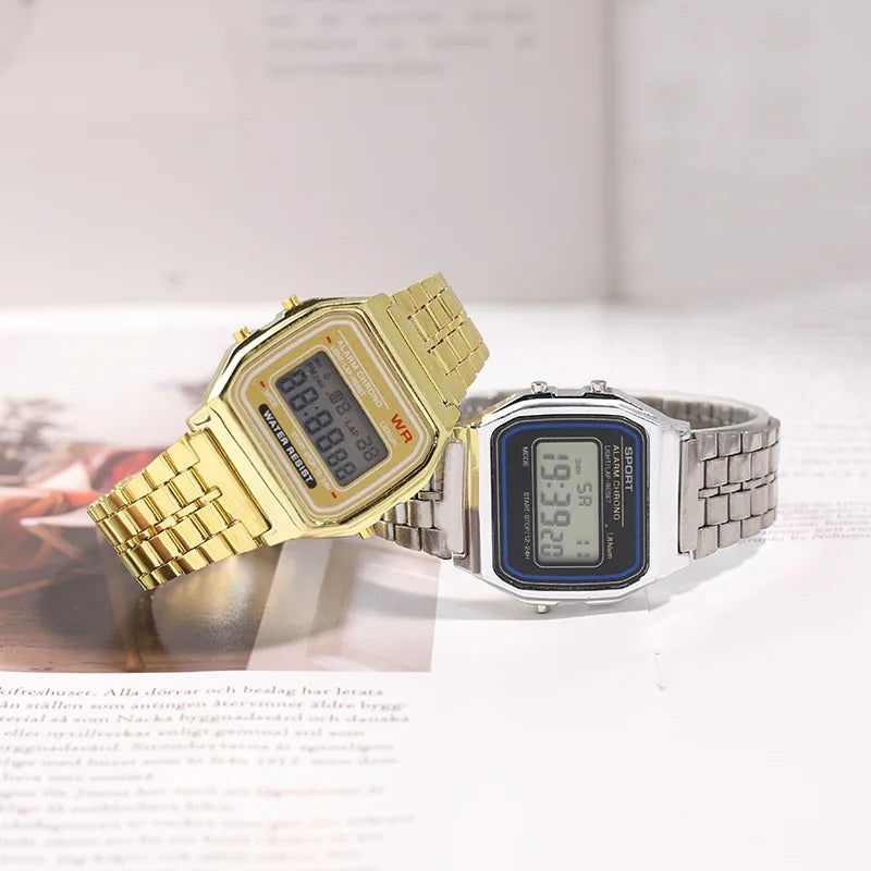 Fashionable and Classic Square Electronic Watch, Same Style for Men and Women, Couple Style Electronic Watch Steel Band A159, Ge - CHRISTDEST GLOBAL SERVICE