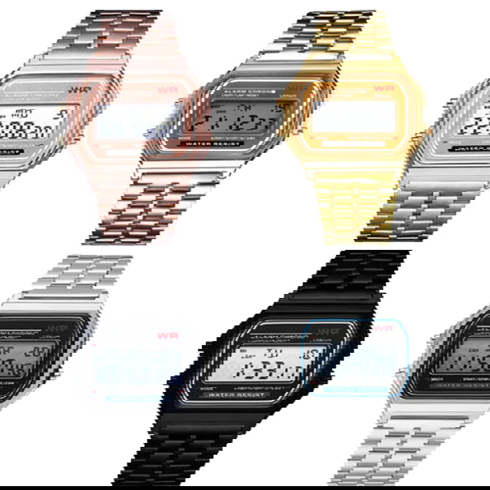Fashionable and Classic Square Electronic Watch, Same Style for Men and Women, Couple Style Electronic Watch Steel Band A159, Ge - CHRISTDEST GLOBAL SERVICE
