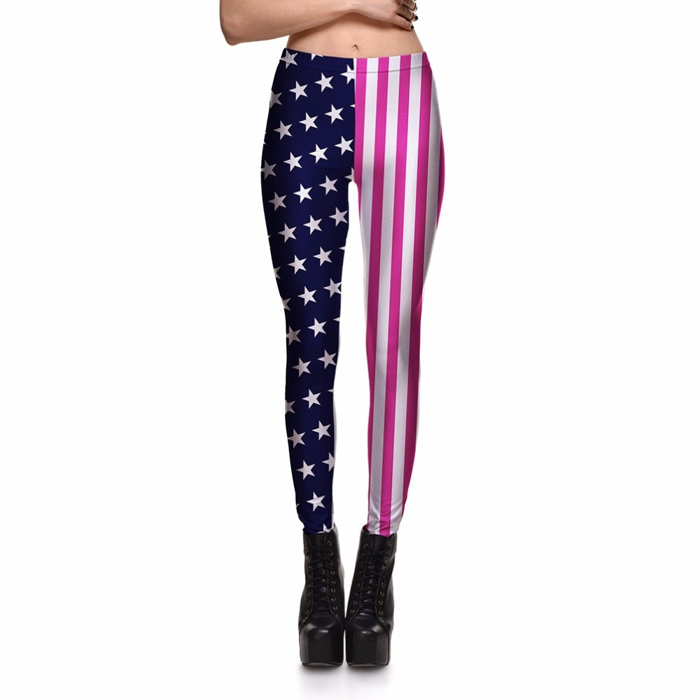 Full Length Fitness Leggings American Flag Print Women Workout Pants 2xL 3xl 4XL Plus Size Leggins For Girls - CHRISTDEST GLOBAL SERVICE