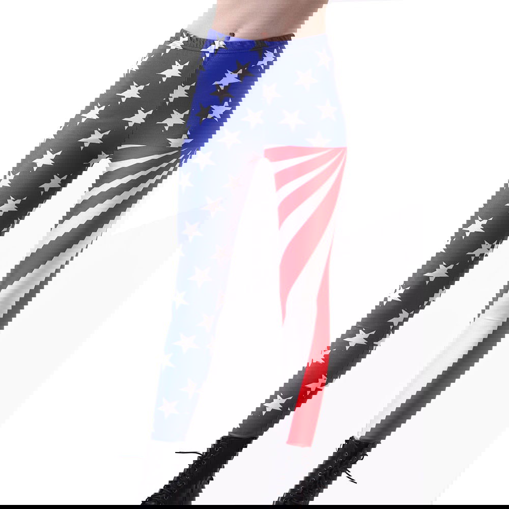 Full Length Fitness Leggings American Flag Print Women Workout Pants 2xL 3xl 4XL Plus Size Leggins For Girls - CHRISTDEST GLOBAL SERVICE