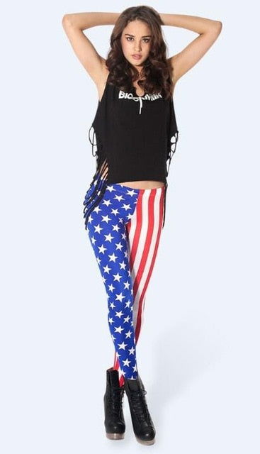 Full Length Fitness Leggings American Flag Print Women Workout Pants 2xL 3xl 4XL Plus Size Leggins For Girls - CHRISTDEST GLOBAL SERVICE