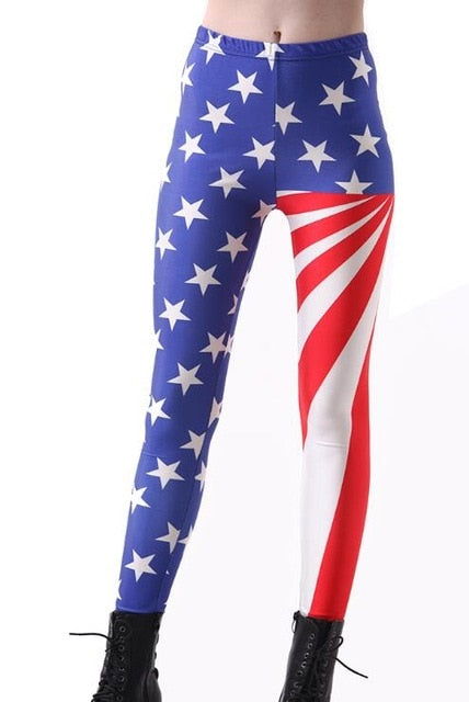 Full Length Fitness Leggings American Flag Print Women Workout Pants 2xL 3xl 4XL Plus Size Leggins For Girls - CHRISTDEST GLOBAL SERVICE