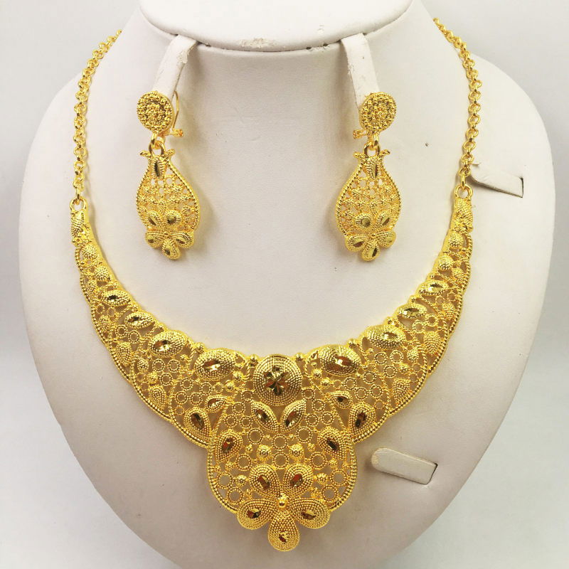 Gold Jewellery African Wedding Gifts Women Necklace Earrings - CHRISTDEST GLOBAL SERVICE