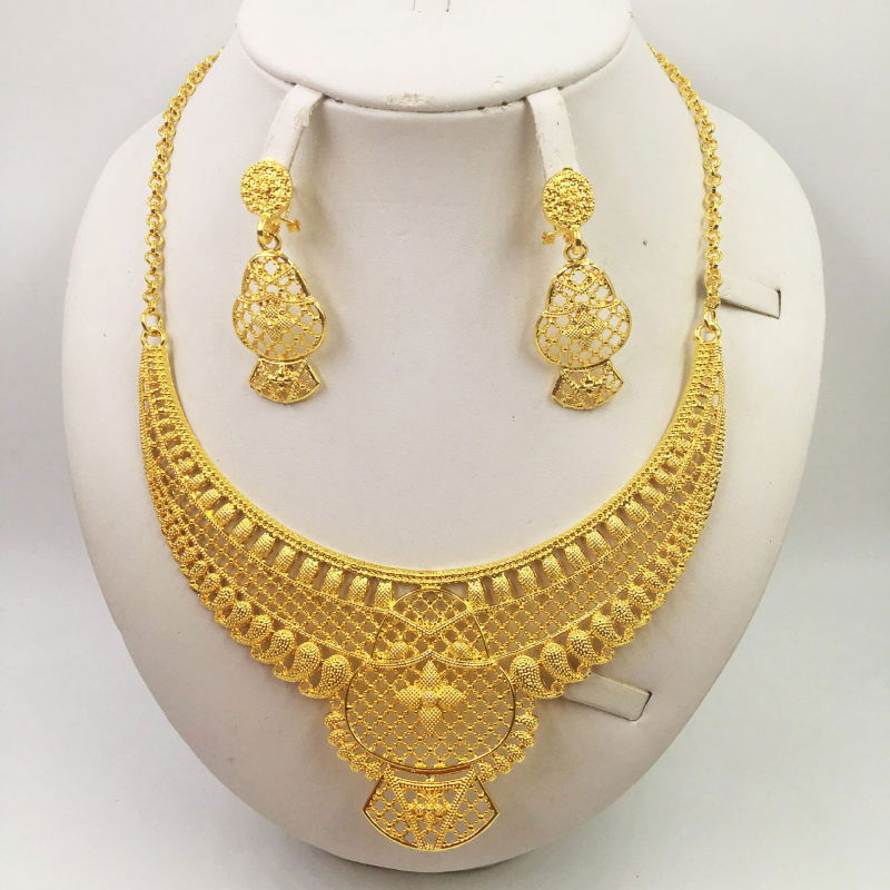 Gold Jewellery African Wedding Gifts Women Necklace Earrings - CHRISTDEST GLOBAL SERVICE