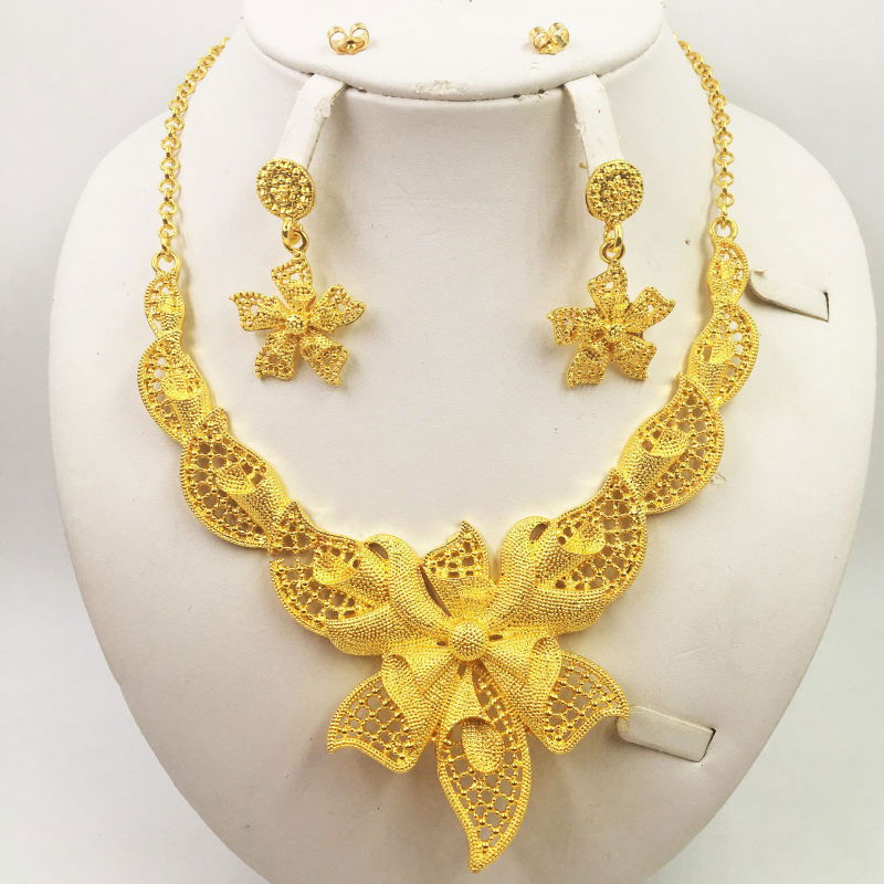 Gold Jewellery African Wedding Gifts Women Necklace Earrings - CHRISTDEST GLOBAL SERVICE