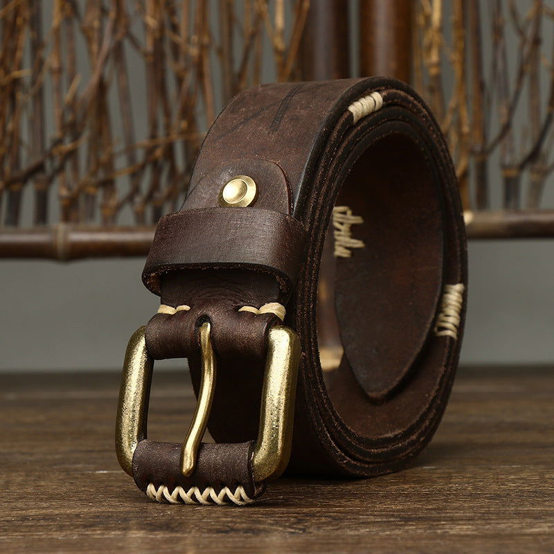 Handmade Retro First Layer Cow Leather Belt - CHRISTDEST GLOBAL SERVICE