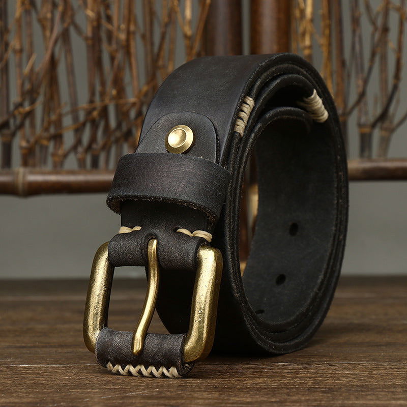 Handmade Retro First Layer Cow Leather Belt - CHRISTDEST GLOBAL SERVICE