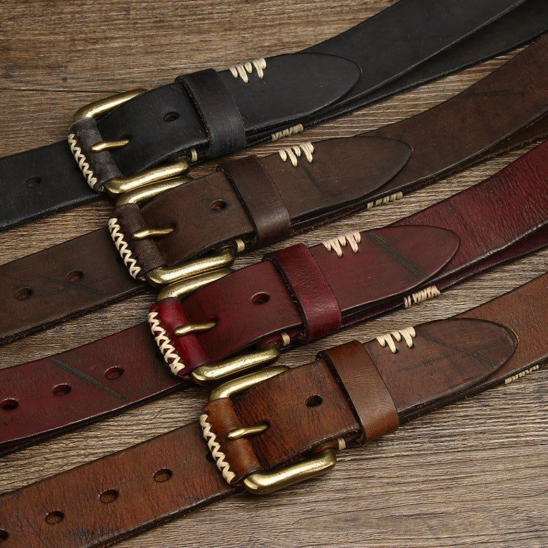 Handmade Retro First Layer Cow Leather Belt - CHRISTDEST GLOBAL SERVICE