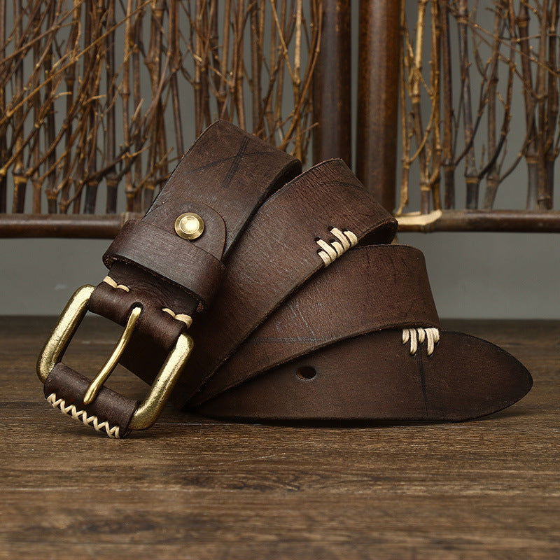 Handmade Retro First Layer Cow Leather Belt - CHRISTDEST GLOBAL SERVICE
