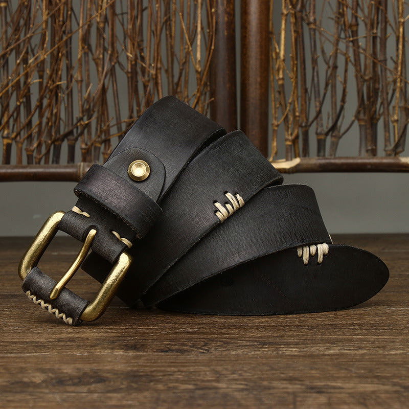 Handmade Retro First Layer Cow Leather Belt - CHRISTDEST GLOBAL SERVICE