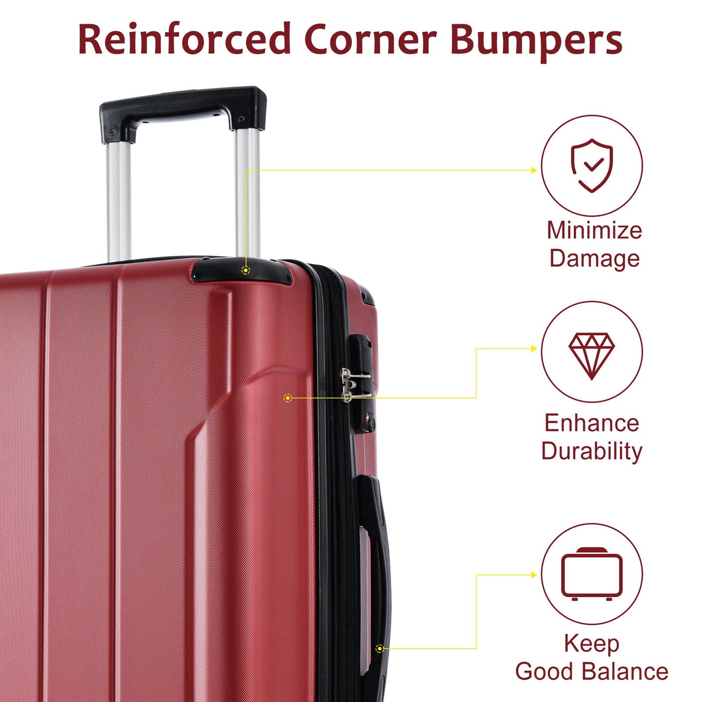 Hardshell Luggage Spinner Suitcase with TSA Lock Lightweight Expandable 24'' (Single Luggage) Red + ABS + 24 Inch - CHRISTDEST GLOBAL SERVICE