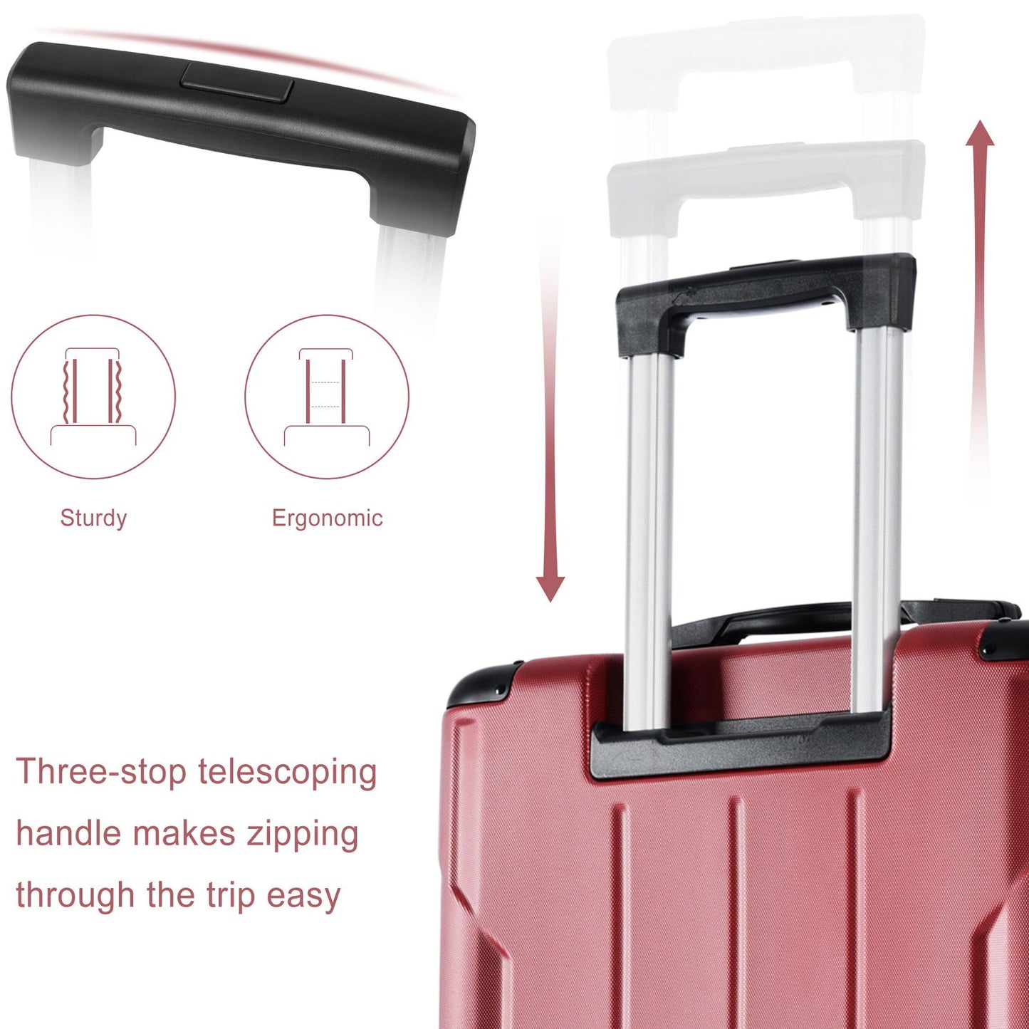 Hardshell Luggage Spinner Suitcase with TSA Lock Lightweight Expandable 24'' (Single Luggage) Red + ABS + 24 Inch - CHRISTDEST GLOBAL SERVICE
