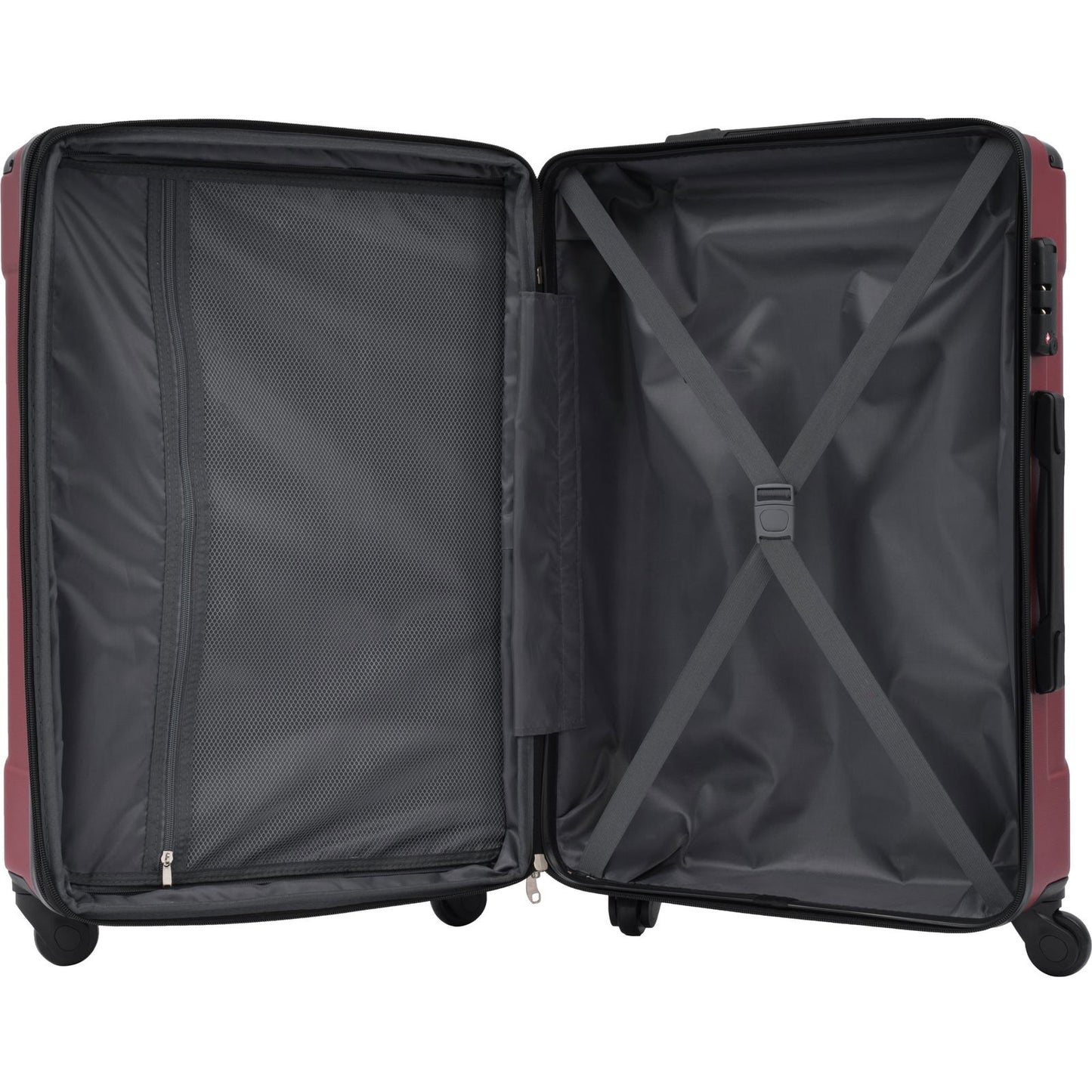 Hardshell Luggage Spinner Suitcase with TSA Lock Lightweight Expandable 24'' (Single Luggage) Red + ABS + 24 Inch - CHRISTDEST GLOBAL SERVICE