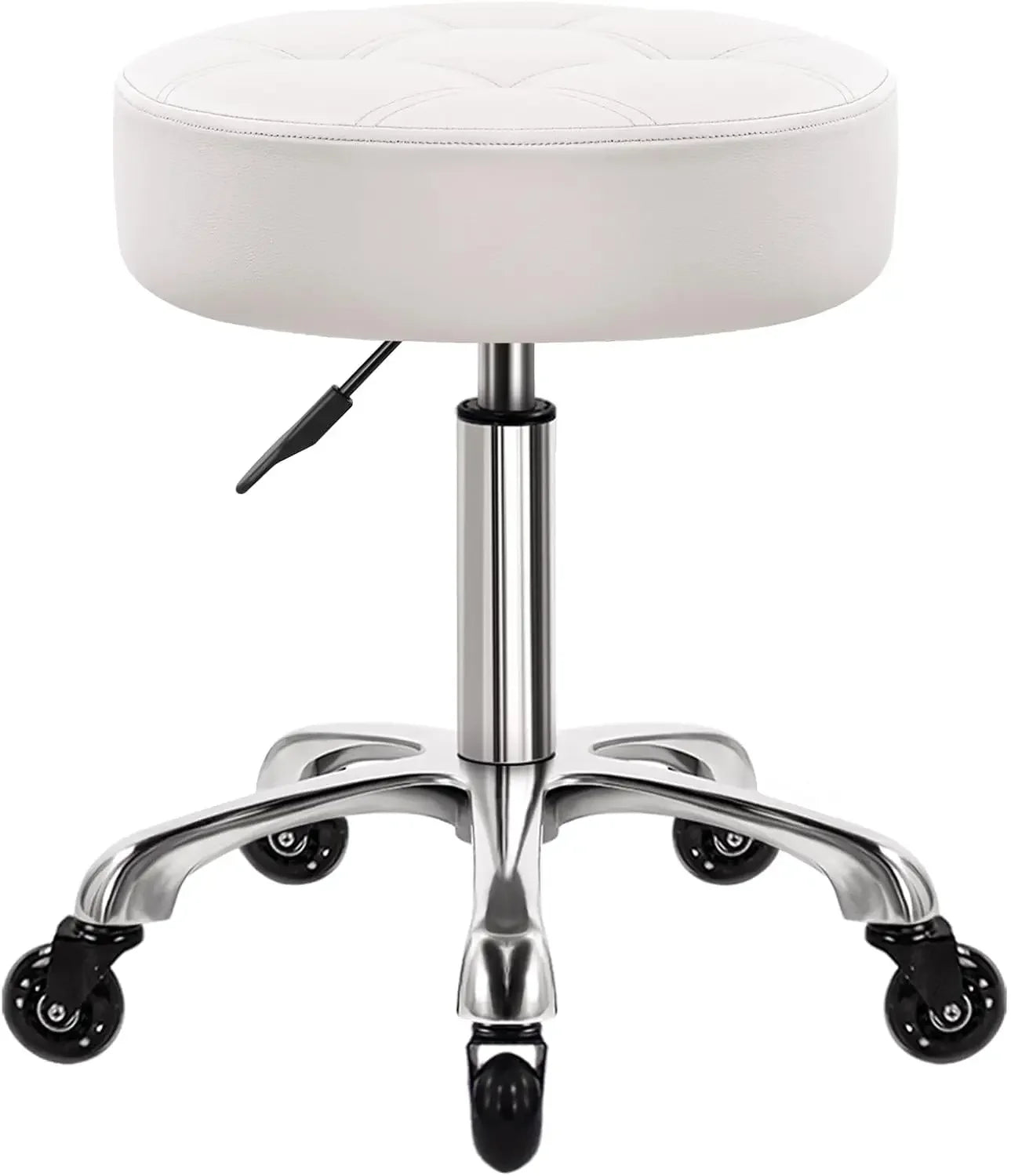 Heavy Duty Rolling Stool with Wheels Hydraulic Swivel Adjustable Rolling Stool Ergonomic Thick Leather Round Seat Stool Chair - CHRISTDEST GLOBAL SERVICE