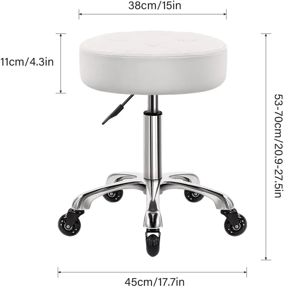 Heavy Duty Rolling Stool with Wheels Hydraulic Swivel Adjustable Rolling Stool Ergonomic Thick Leather Round Seat Stool Chair - CHRISTDEST GLOBAL SERVICE