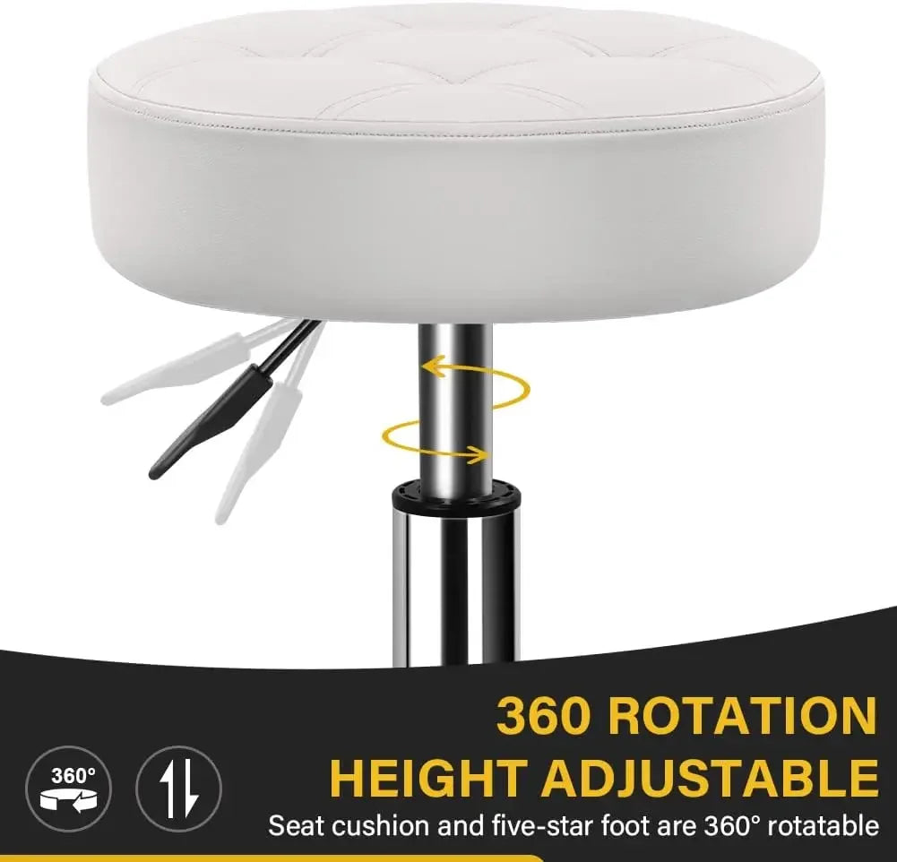 Heavy Duty Rolling Stool with Wheels Hydraulic Swivel Adjustable Rolling Stool Ergonomic Thick Leather Round Seat Stool Chair - CHRISTDEST GLOBAL SERVICE
