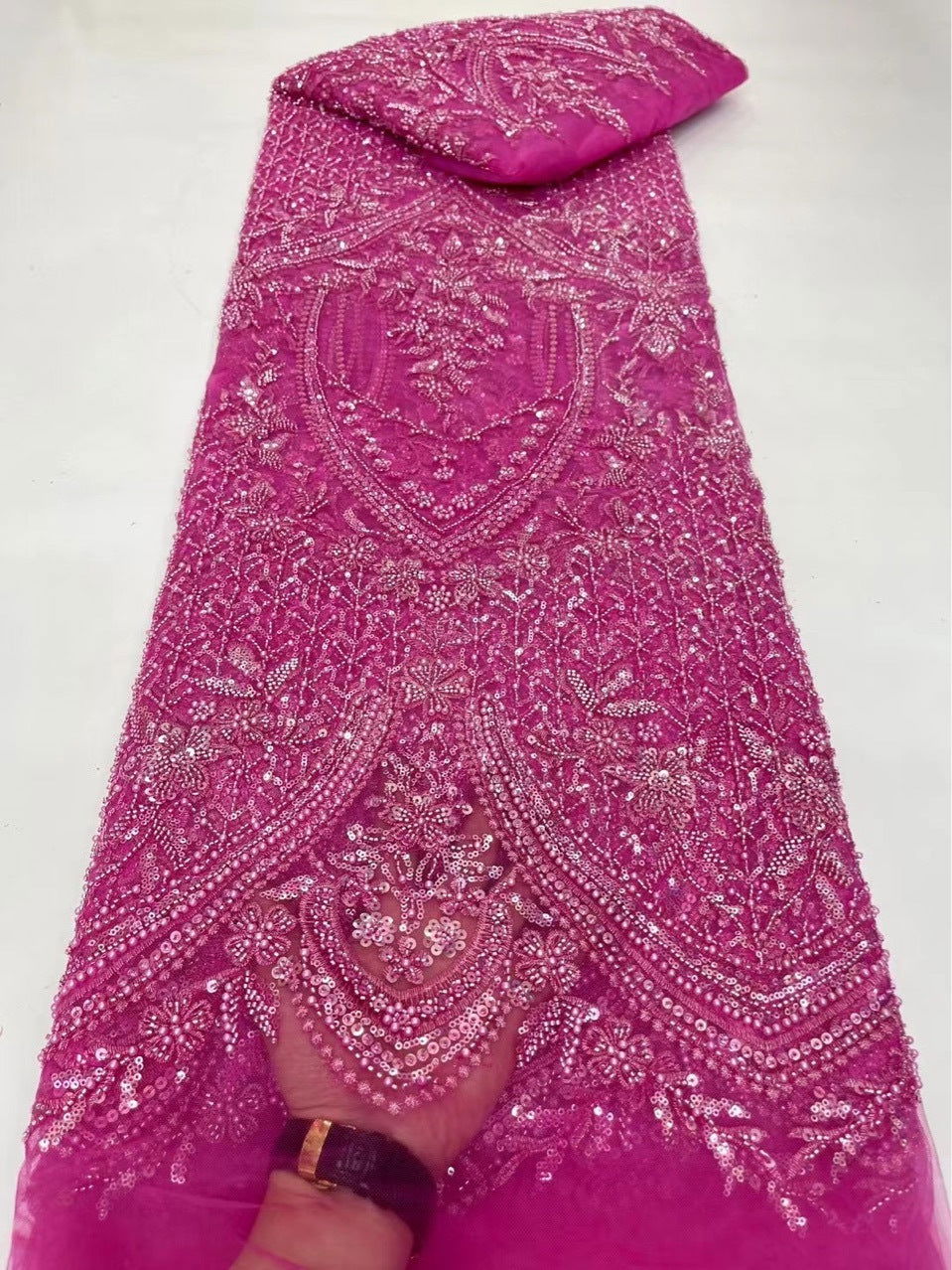High-grade Lace Beads Sequined Mesh Embroidery Fabric - CHRISTDEST GLOBAL SERVICE