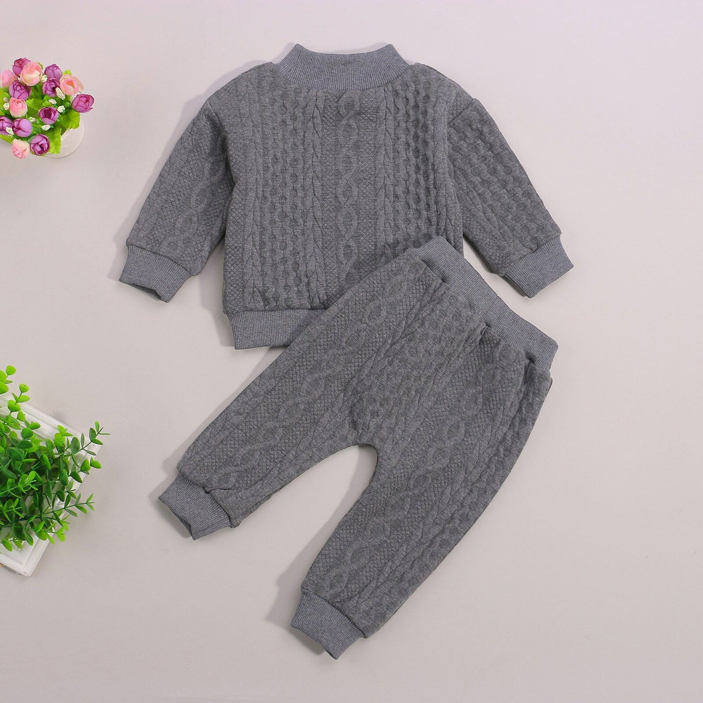 Infant Baby Girls Boys 2Pcs Fall Outfits, Long Sleeve Mock Neck Rainbow Knit Tops + Elastic Waist Pants Set 0-3Y - CHRISTDEST GLOBAL SERVICE
