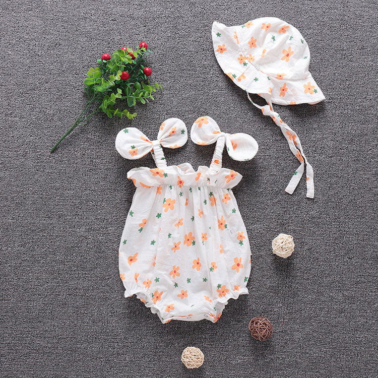 Korean Version Of Ins Baby Jumpsuit Summer Romper Bag Fart Clothes Cotton Romper Full Printed Flowers Newborn Short Sleeves - CHRISTDEST GLOBAL SERVICE