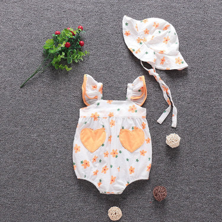 Korean Version Of Ins Baby Jumpsuit Summer Romper Bag Fart Clothes Cotton Romper Full Printed Flowers Newborn Short Sleeves - CHRISTDEST GLOBAL SERVICE