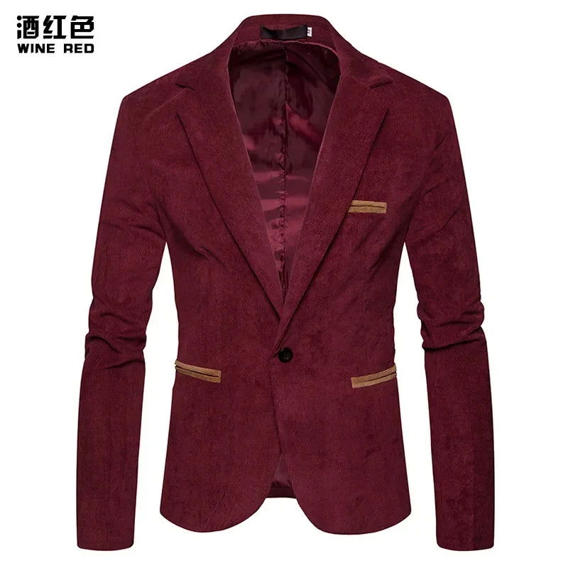 New Fashion Men's Corduroy Color Casual Small Blazer Jacket - CHRISTDEST GLOBAL SERVICE