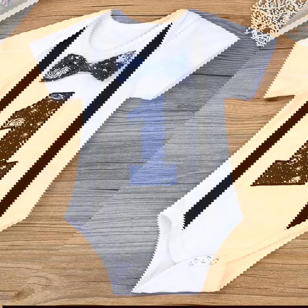 Newborn Baby Boys Gentleman Clothing Set Short Sleeve Letter Romper Tops Straps Shorts Outfits 1st Birthday Clothes for Babies - CHRISTDEST GLOBAL SERVICE
