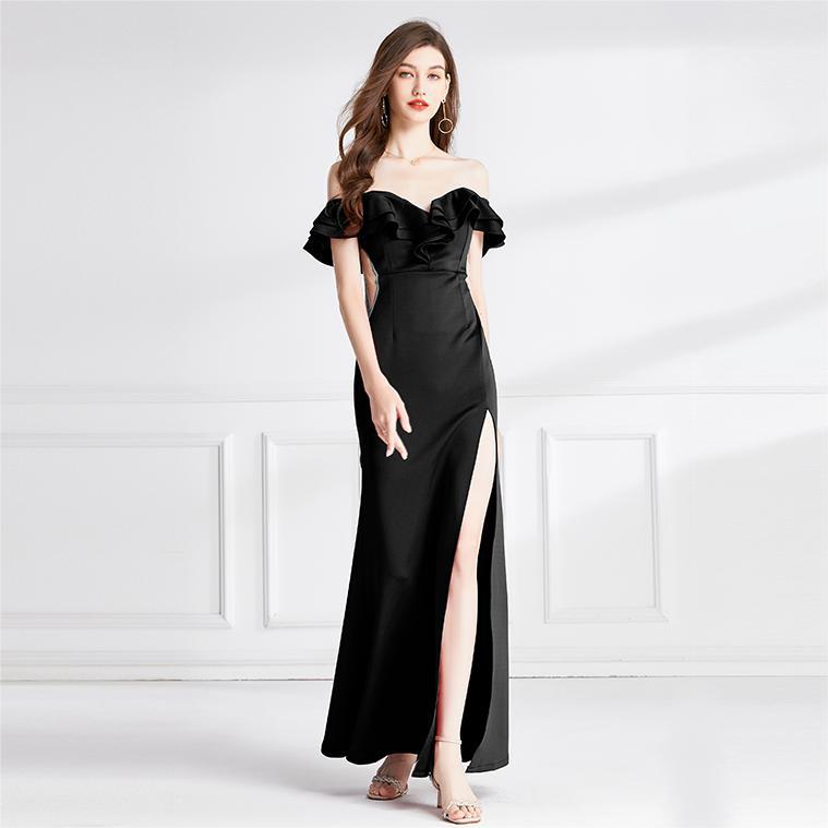 Off-shoulder Ruffled Tube Coat And Dress - CHRISTDEST GLOBAL SERVICE