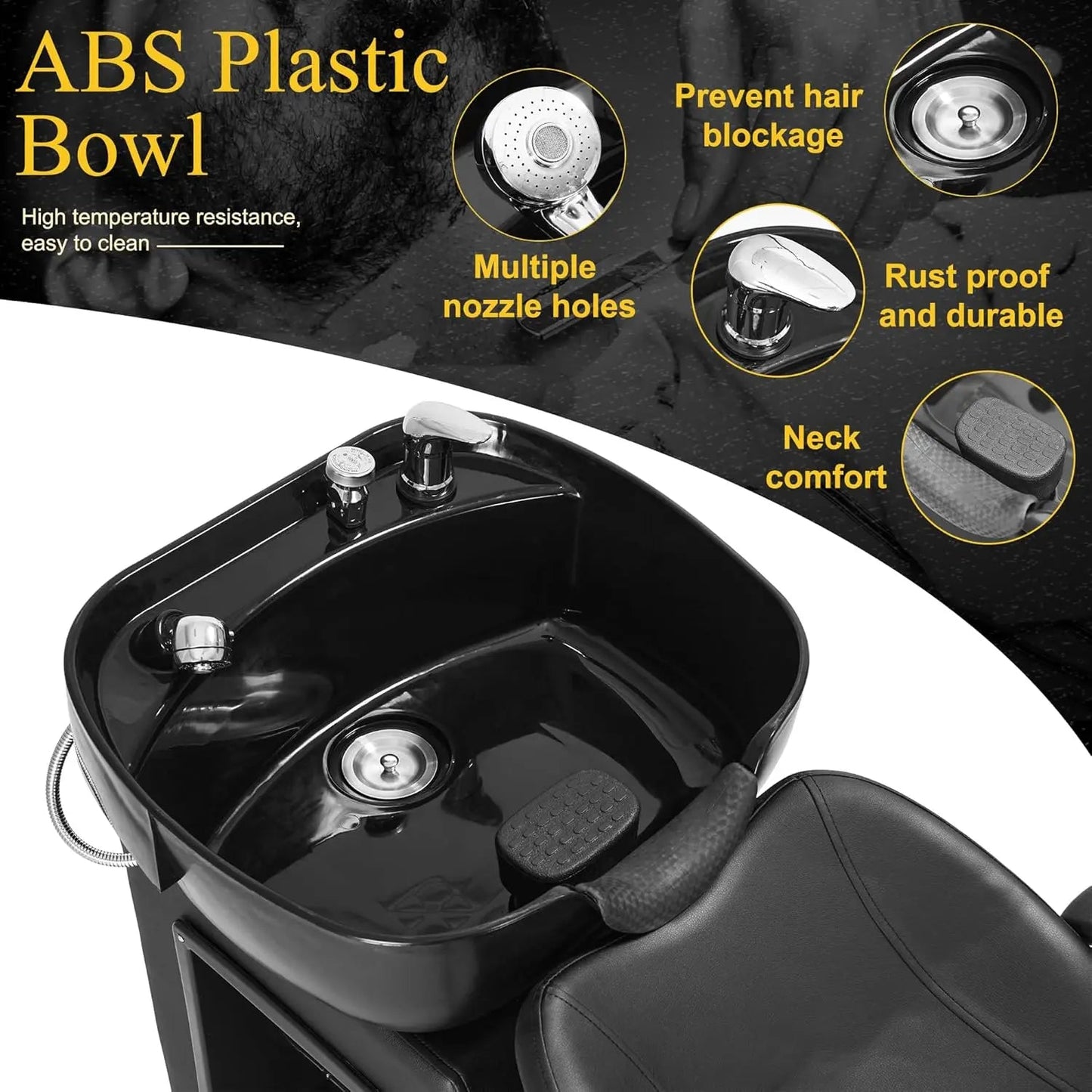 Plastic Shampoo Bowl Chair,Barber Backwash Chair, Hair washing station for Spa Beauty Salon - CHRISTDEST GLOBAL SERVICE
