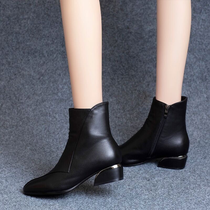 Pointed-toe Short Tube Chunky Heel Martin Boots - CHRISTDEST GLOBAL SERVICE
