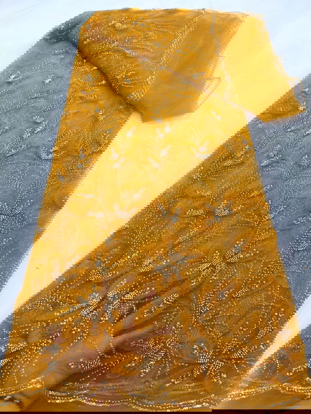 Ribbon Flower Beaded Tulle Lace Fabric Cocktail Party Occasion Evening Dress Embroidered Cloth Lace - CHRISTDEST GLOBAL SERVICE