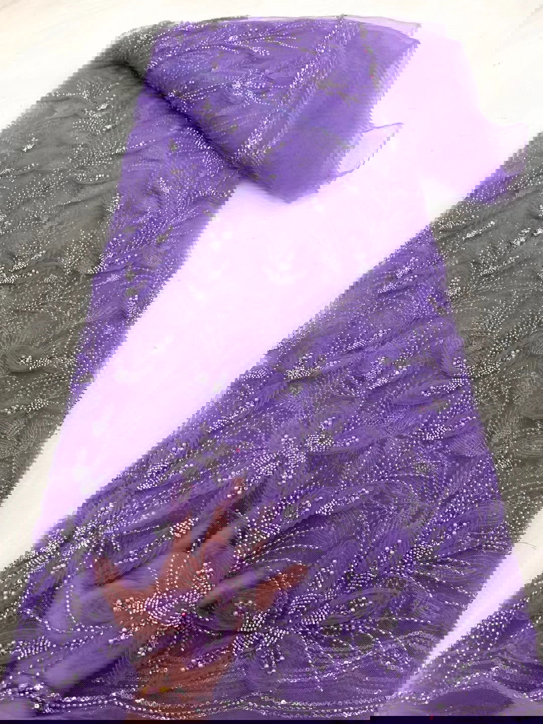 Ribbon Flower Beaded Tulle Lace Fabric Cocktail Party Occasion Evening Dress Embroidered Cloth Lace - CHRISTDEST GLOBAL SERVICE