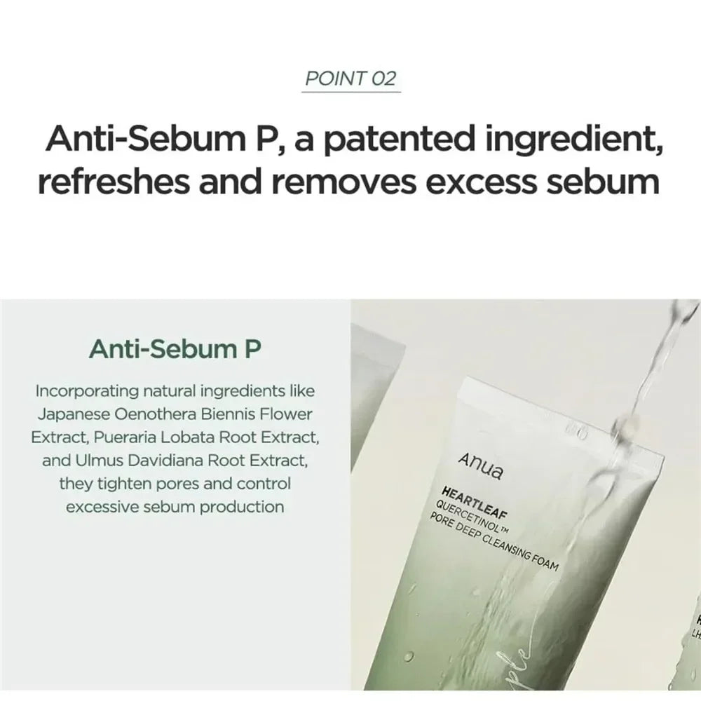 ANUA Heartleaf Quercetin Pore Deep Cleansing Foam, Cleanser, Double Cleanse, BHA, Hyaluronic Acid, Cleanser, Korean Skincare
