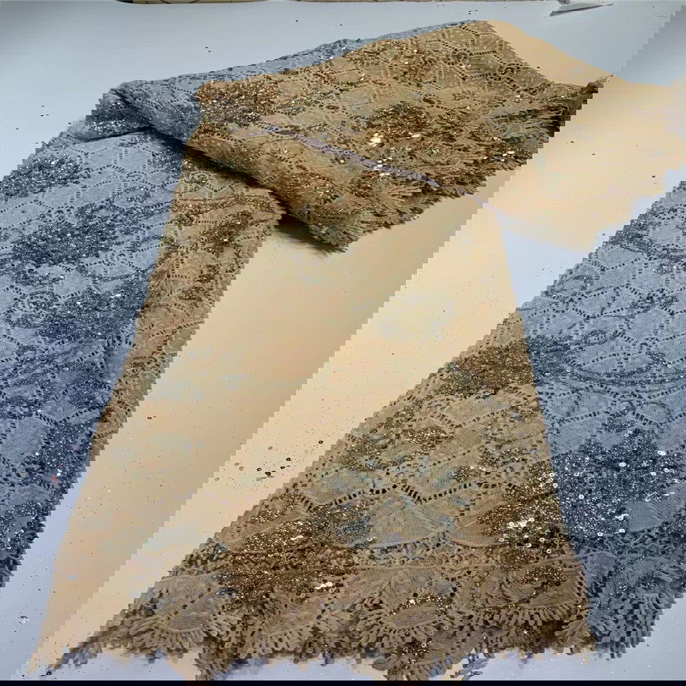 Sequin Lace Water Soluble Embroidered Lace Evening Wedding Dress Fabric - CHRISTDEST GLOBAL SERVICE