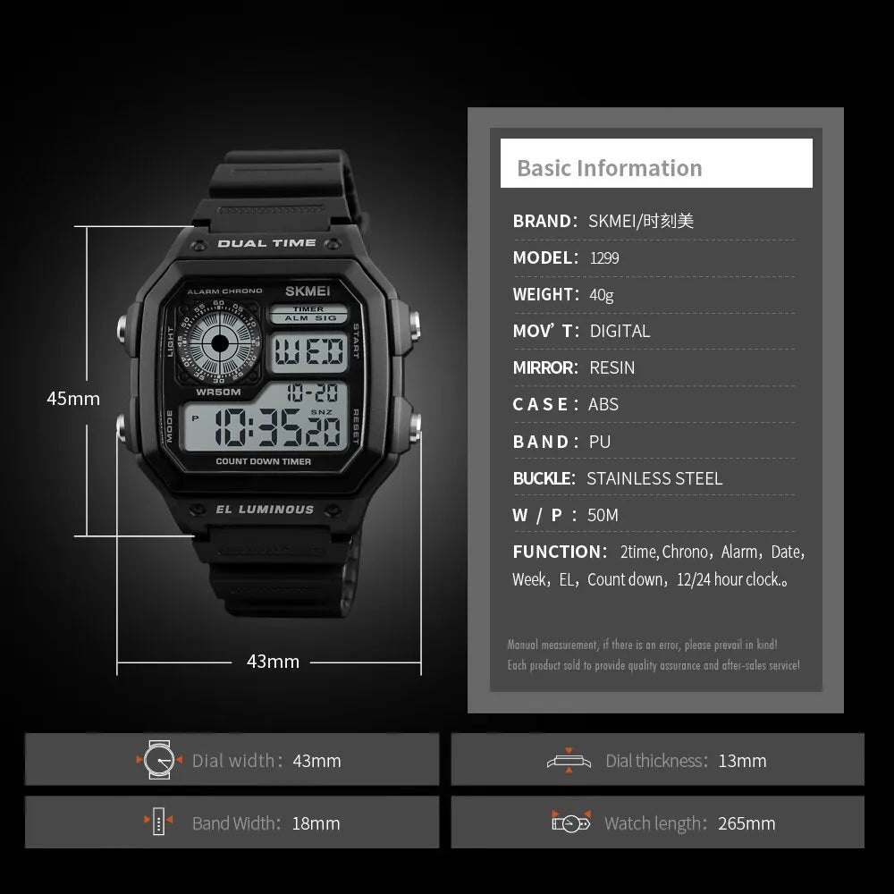 Skmei Top Brand Countdown Sport Watches Mens Multifunction Stopwatch 5bar Waterproof Alarm Clock Back Light Digital Wristwatch - CHRISTDEST GLOBAL SERVICE