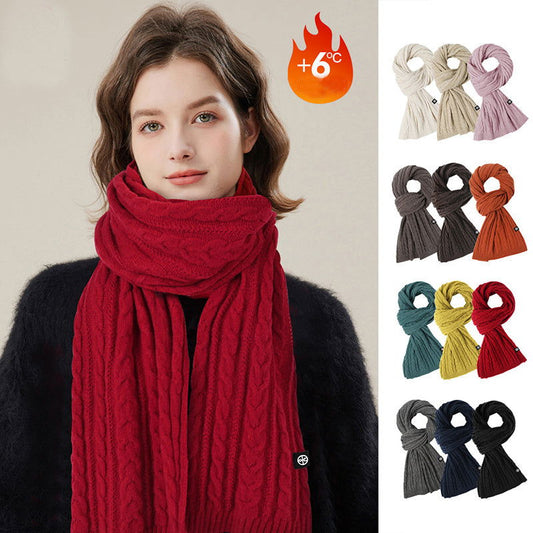 Solid Color Scarf For Women Winter Warm Fashion Versatile  Shawl Korean Style Sweet Knitted Woolen Long Scarf - CHRISTDEST GLOBAL SERVICE