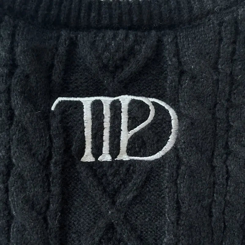 Stars Embroidered Black Cardigan Women Autumn Winter Letter Knitted Cardigans Female V-neck Long Sleeve Loose Fit Sweaters Tops - CHRISTDEST GLOBAL SERVICE