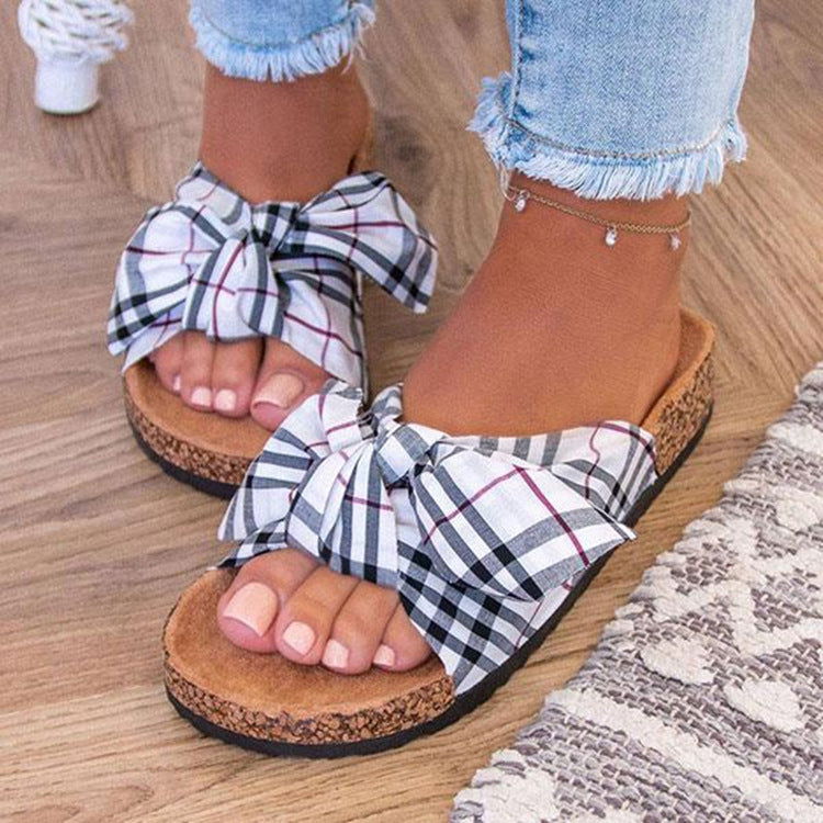 Summer Ladies Support Shoes Bowknot Flat Bottom Leopard Print African Sandals - CHRISTDEST GLOBAL SERVICE